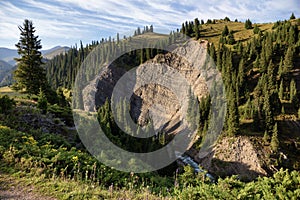 Rocks in mountain river valley