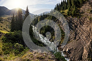 Rocks in mountain river valley