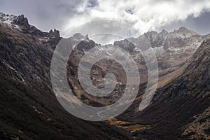 Rocks and mountains in Refugio Frey, Bariloche, Argentina photo