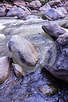 Rocks and nature on the river, Maetaeng Chiangmai Thailand photo