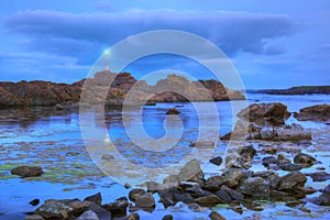 Rocks near Ahtopol village and lighthouse, Bulgaria - blue hour