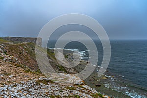 Rocks near Baltic sea. Rocky shore in Sweden. Gotland island. Photo of scandinavian nature