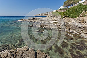 Rocks near Platis Gialos Beach at Mykonos, Greece