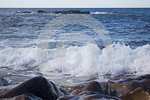 Rocks near the Portugese sea, water rising