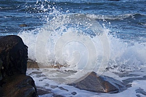 Rocks near the Portugese sea, water rising