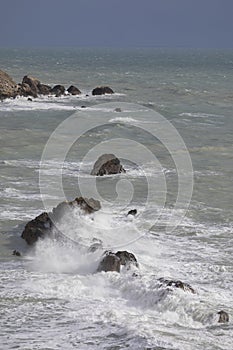 Rocks off the Dorset coast at St Oswald\'s Bay, England, United Kingdom
