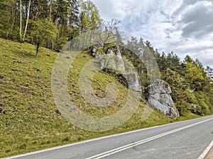 Rocks in Ojców National Park, Poland.