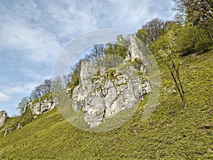 Rocks in Ojców National Park, Poland.