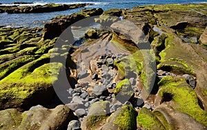 Rocks with peculiar shapes at low tide