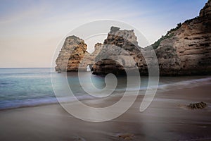 Rocks at Praia do Camilo Beach - Long Exposure shot - Lagos, Algarve, Portugal