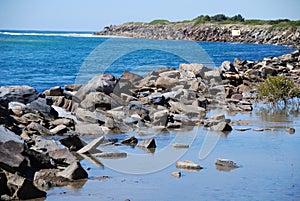 Rocks at the river delta