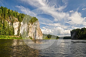 Rocks on the river Schugor in the Komi Republic.