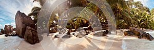 Rocks and sand on La Digue Island