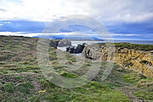 rocks on a sandy beach. Praia de Augas Santas, Ribadeo photo