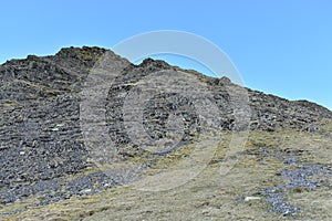 Rocks and scree at the top of Gategill Fell, Lake District