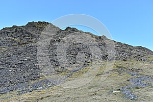 Rocks and scree at the top of Gategill Fell, Lake District photo