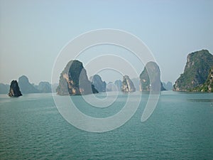 Rocks and sea in Halong Bay photo