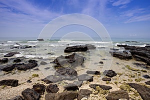 Rocks , sea and blue sky