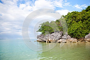 Rocks by the sea on Caramoan Island, Philippines, Asia. Beautiful seascape.