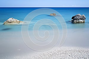 Rocks in the sea, longtime exposure