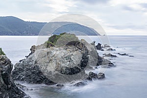 Rocks in the sea on Punta della Contessa near Lacona beach, Island of Elba, Italy