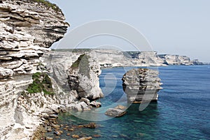 Rocks, sea view in the Bastia in Corsica island.