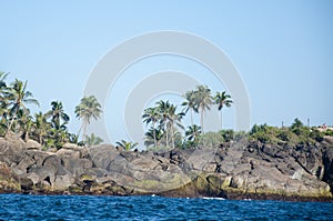 The rocks and seashore of Unawatuna, Sri Lanka