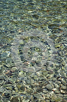 Rocks seen through clear water.