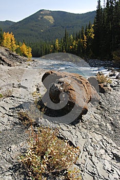 Rocks on sheep river valley