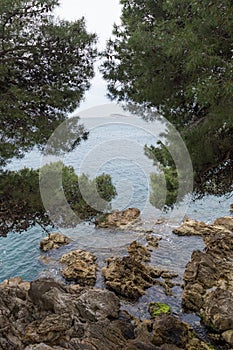 Rocks on the shore in Cavtat, Dubrovnik