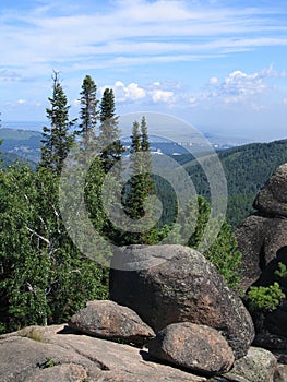 Rocks in the Siberian taiga. The nature reserve Stolby. 2