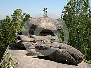 Rocks in the Siberian taiga. The nature reserve Stolby. 3