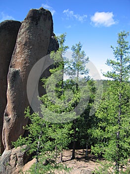 Rocks in the Siberian taiga. The nature reserve Stolby. 5