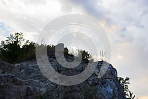 Rocks on sky background