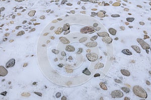 Rocks in snow winter