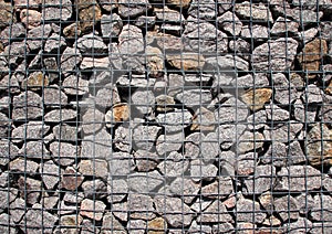 Rocks in solid metal grid construction