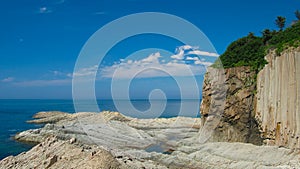 Rocks of Stolbchatiy cape, Kunashir, kuril islands, Russia