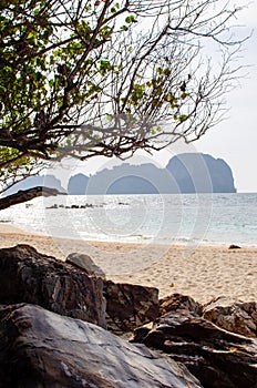 Rocks and stone beach. Thailand nature landscape.