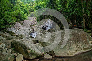Rocks and stones in the river in tropical jungles at the Koh Samui.Thailand.
