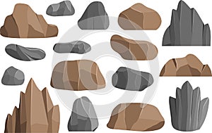 Rocks and stones vector icons building mineral pile vector illustration geology mountains