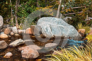 Rocks in a stream at the japanese garden