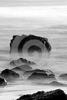 Rocks in Surf (Black and White)