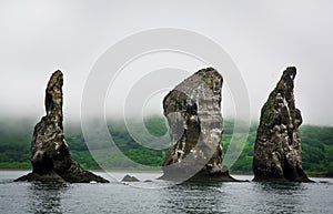 Rocks Three Brothers at the entrance of the bay Avachinskaya, Pa