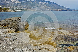 Rocks in the water of Pesada beach, Kefalonia, Greece photo