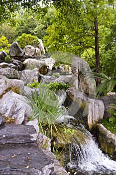 Rocks and waterfall, Chinese Garden of Friendship, Darling Harbour, Sydney, New South Wales, Australia