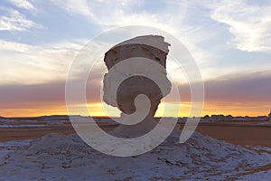 The rocks of the White Desert at sunset, Egypt