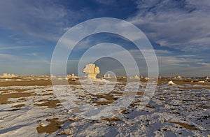 The rocks of the White Desert at sunset, Egypt