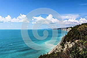 rocks on a wild beach in Sosnovka camping, on the outskirts of the resort city of Gelendzhik