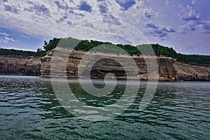 Rockslides at Pictured rocks national lakeshore on lake superior