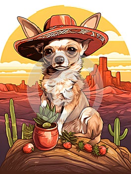 The Rockstar Chihuahua: A Sombrero-Wearing Dog Strikes a Pose on a Majestic Rock